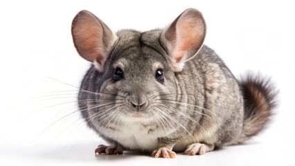 Chinchilla on White Background