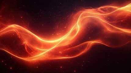 Obraz premium Abstract waves of orange and red light swirling through a dark cosmic background