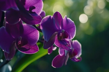 Vibrant Purple Orchids Blooming in Sunlight