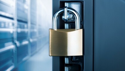 padlock on metal cabinet