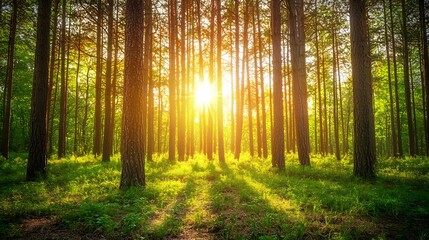 Obraz premium Sunlit forest scene tranquil nature landscape photography wooded environment serene viewpoint natural beauty