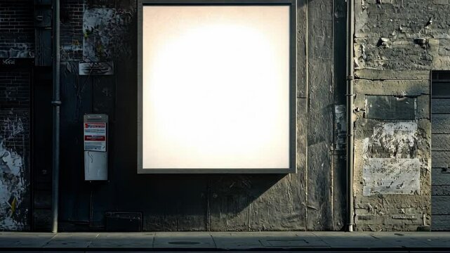 Empty billboard on a weathered wall in an urban setting during the day with a mailbox nearby