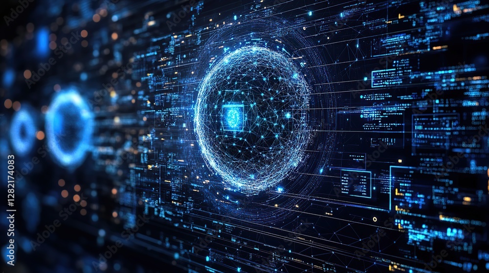 Aufkleber global data network technology abstract graphic