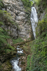 Cascades de la Doria au printemps, massif des Bauges , Saint Jean d' Arvey , Savoie , Alpes France