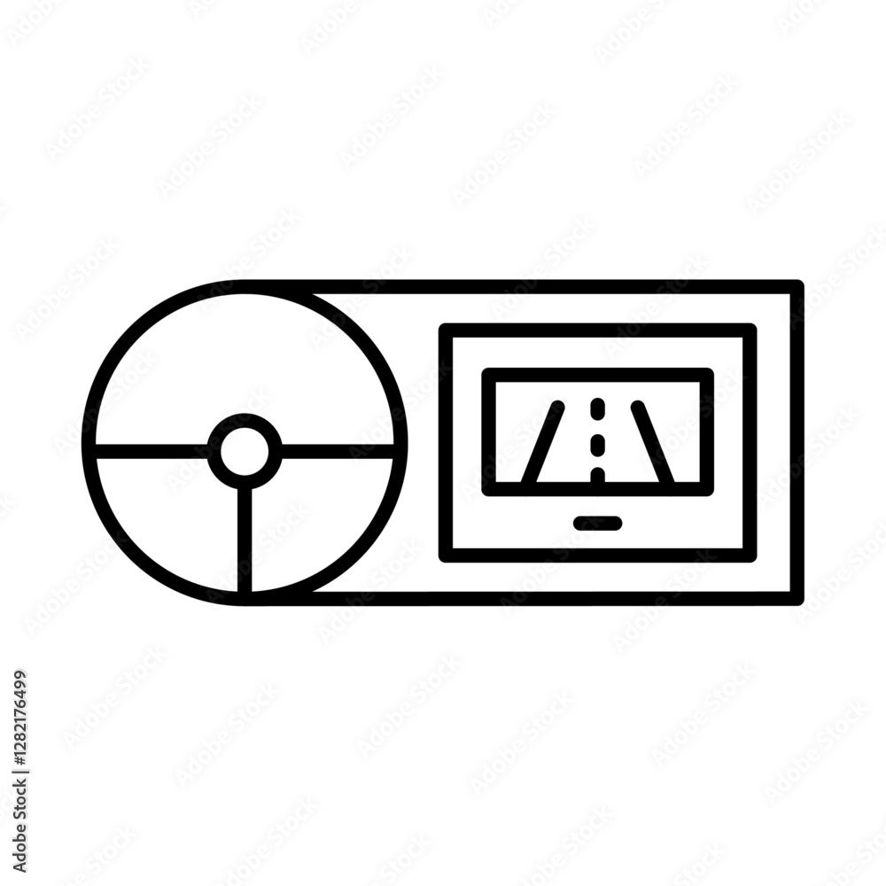 Poster car with touchscreen display icon simple vector symbol
