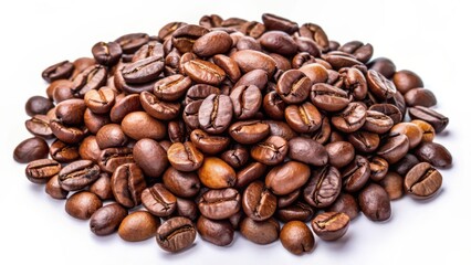 Naklejka premium Roasted Coffee Beans on White Background