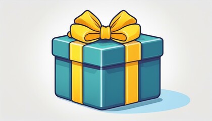 colorful gift box with yellow bow illustration isolated on white background