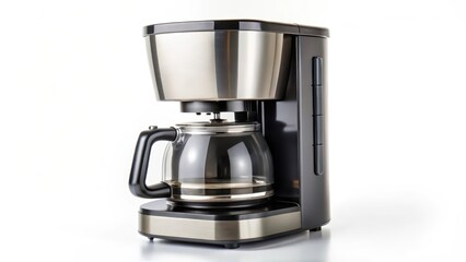 Stainless Steel Drip Coffee Maker on White Background