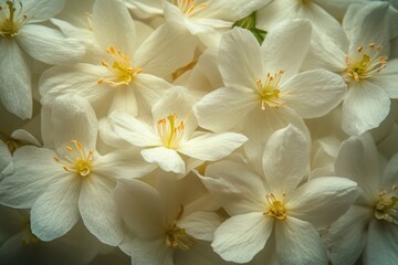 Delicate White Flowers Close Up View