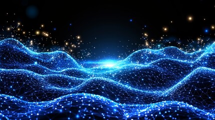 Illuminated Cybernetic Data Wave - Futuristic Information Visualization