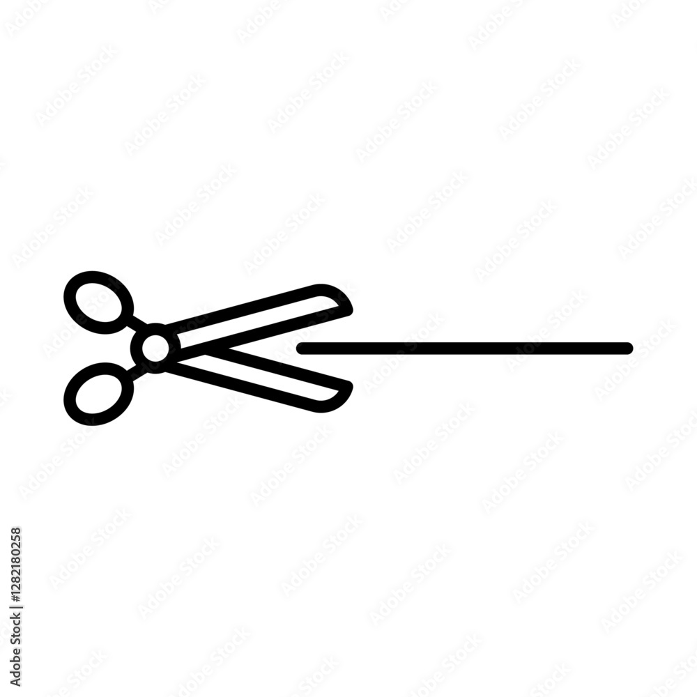 Poster scissors with cut lines icon simple vector symbol