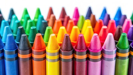 Colorful Crayons on White Background