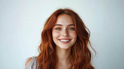 Naklejka premium Portrait of a smiling, happy woman posing, realistic 4k photography