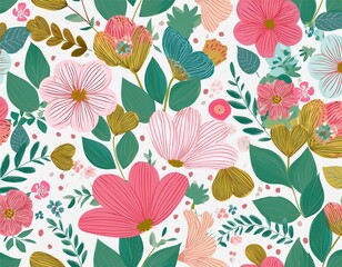 illustration of a seamless floral pattern in spring for wedding anniversary birthday and party design for banner poster card invitation and scrapbook