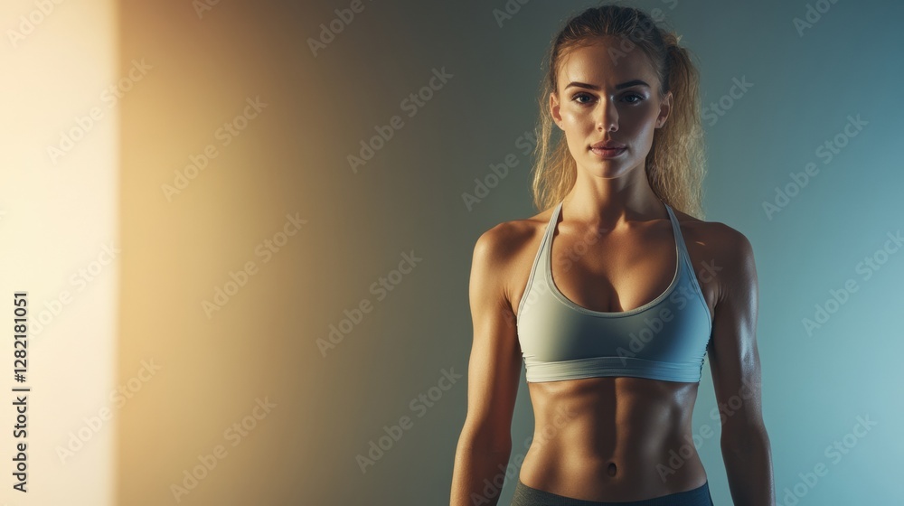 Aufkleber transformation journey from slightly overweight to toned and fit in a fitness studio with motivation