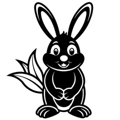  Adorable Bunny Holding a Carrot - Cute Vector Illustration, Cartoon, Clipart & Line Art, Cute bunny holding a carrot vector illustration, perfect for clipart, cartoons, and line art designs.