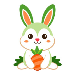  Adorable Bunny Holding a Carrot - Cute Vector Illustration, Cartoon, Clipart & Line Art, Cute bunny holding a carrot vector illustration, perfect for clipart, cartoons, and line art designs.