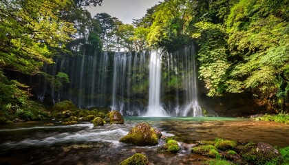 Obraz premium shiraito fall waterfall in the forest