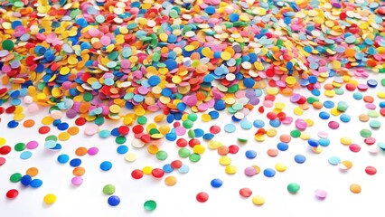 Colorful Confetti Pile on White Background