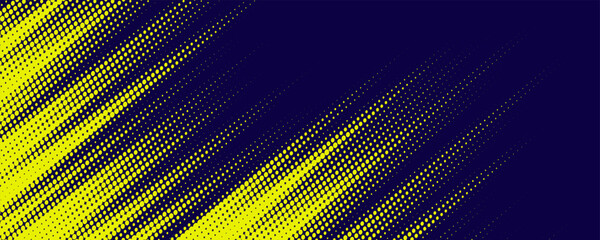 Yellow halftone on blue background. Vector dotted sparkles or halftone shine pattern texture Pop Art Style Background.