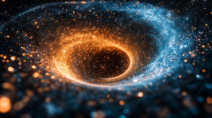 Dynamic digital stream of binary code forming twisted tunnel in cyberspace symbolizing high-speed internet global connectivity and big data flow in modern digitalization era