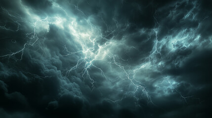 Fototapeta premium A thunderstorm with electric tendrils crawling across the sky, resembling veins of energy