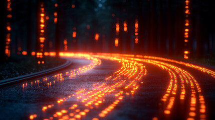 Dynamic digital stream of binary code forming twisted tunnel in cyberspace symbolizing high-speed internet global connectivity and big data flow in modern digitalization era