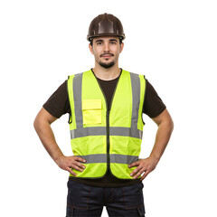 male construction worker isolated background, PNG, workwear man, safety gear worker, man in hard hat