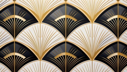 Art Deco-inspired tile mosaic with rich gold accents, sharp lines, and geometric shapes, creating a luxurious and stylish design perfect for high-end interiors.
