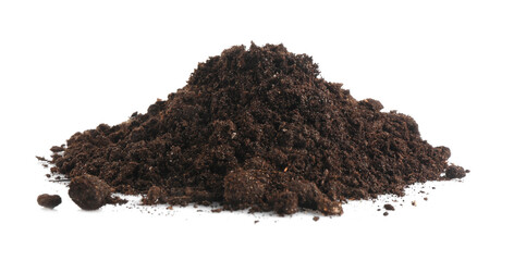 Pile of fresh soil isolated on white