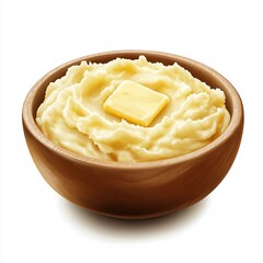 Delicious Creamy Mashed Potatoes with Butter in Wooden Bowl