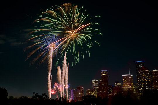 Fireworks Over the Houston, Texas City Skyline