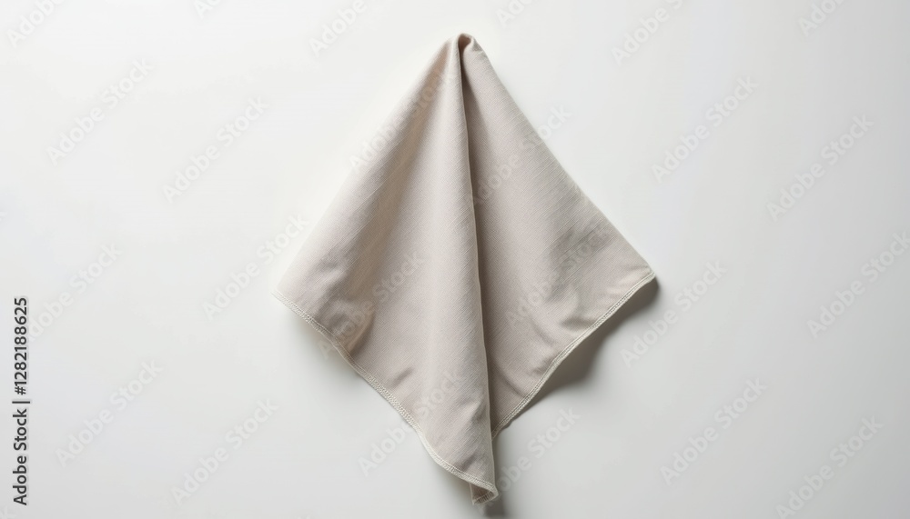 Aufkleber Textured fabric napkin arranged in a neat fold, isolated on a solid background with clean, minimal setup and copy space
