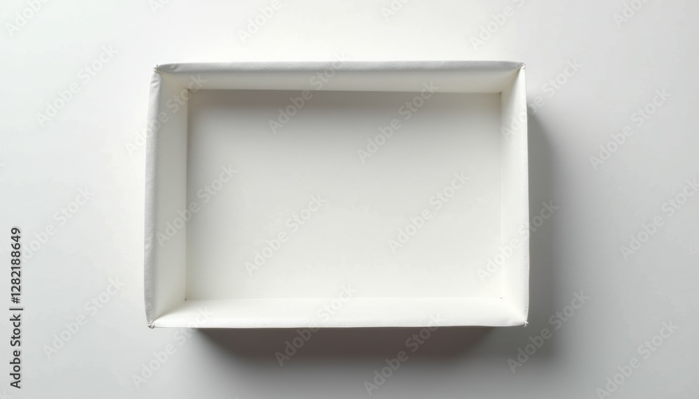 Fototapete top-down view of a folded paper tray, isolated on a smooth surface, minimalistic and realistic mocku