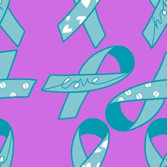 Breast cancer month seamless pink ribbon day mammogram pattern for wrapping paper and medical accessories