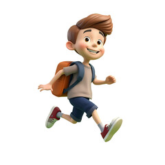 Happy Boy Running to School generative AI