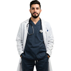 Fototapeta premium doctor png, doctor cutout, transparent background, medical professional, healthcare worker, physician, doctor in lab coat, doctor with stethoscope
