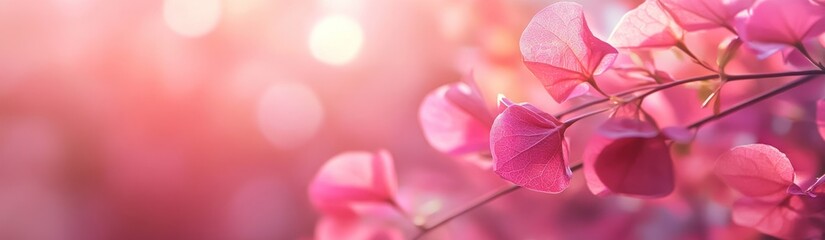 Pink Bougainvillea Blossoms in Soft Sunlight