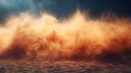 Fototapeta premium Dynamic dust burst with brown sand explosion captured mid-air symbolizing transformation energy and fleeting moments