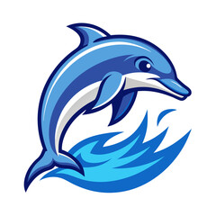 Dolphin Jumping Out of Water Vector Illustration – Cartoon, Clipart & Line Art Design, Dolphin jumping vector illustration, cartoon clipart, and line art design on a white background.