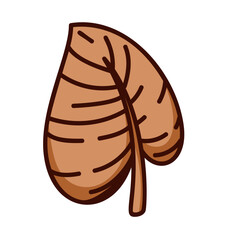 Cartoon autumn tree leaf. Funny retro natural orange foliage of simple shape. Fall season in nature, woods mascot, cartoon garden or forest leaf sticker of 70s 80s style vector illustration