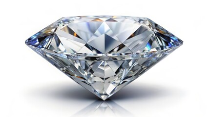 Brilliant-cut Diamond on White Background
