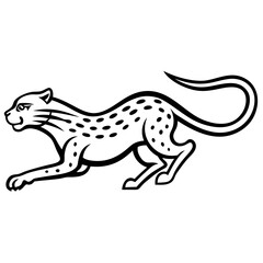 Elegant Cheetah Running with Speed Lines – Vector Illustration, Clipart & Line Art, Elegant cheetah running vector illustration with speed lines – perfect for digital designs and prints.