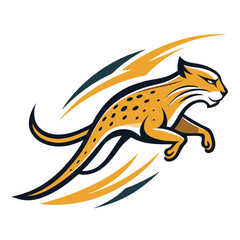 Elegant Cheetah Running with Speed Lines – Vector Illustration, Clipart & Line Art, Elegant cheetah running vector illustration with speed lines – perfect for digital designs and prints.