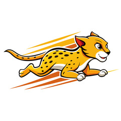 Elegant Cheetah Running with Speed Lines – Vector Illustration, Clipart & Line Art, Elegant cheetah running vector illustration with speed lines – perfect for digital designs and prints.