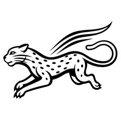 Elegant Cheetah Running with Speed Lines – Vector Illustration, Clipart & Line Art, Elegant cheetah running vector illustration with speed lines – perfect for digital designs and prints.