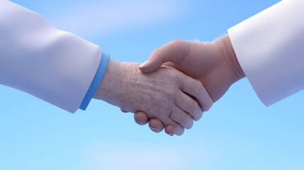 doctor reassuring elderly patient with gentle handshake before surgery