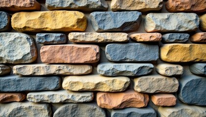 Close-up of dry-stacked stone wall, showing varied stone sizes and shapes , outdoor, high-resolution