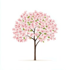 Fototapeta premium A lone tree showcases breathtaking flowers, symbolizing spring with delicate petals against a pure white backdrop.