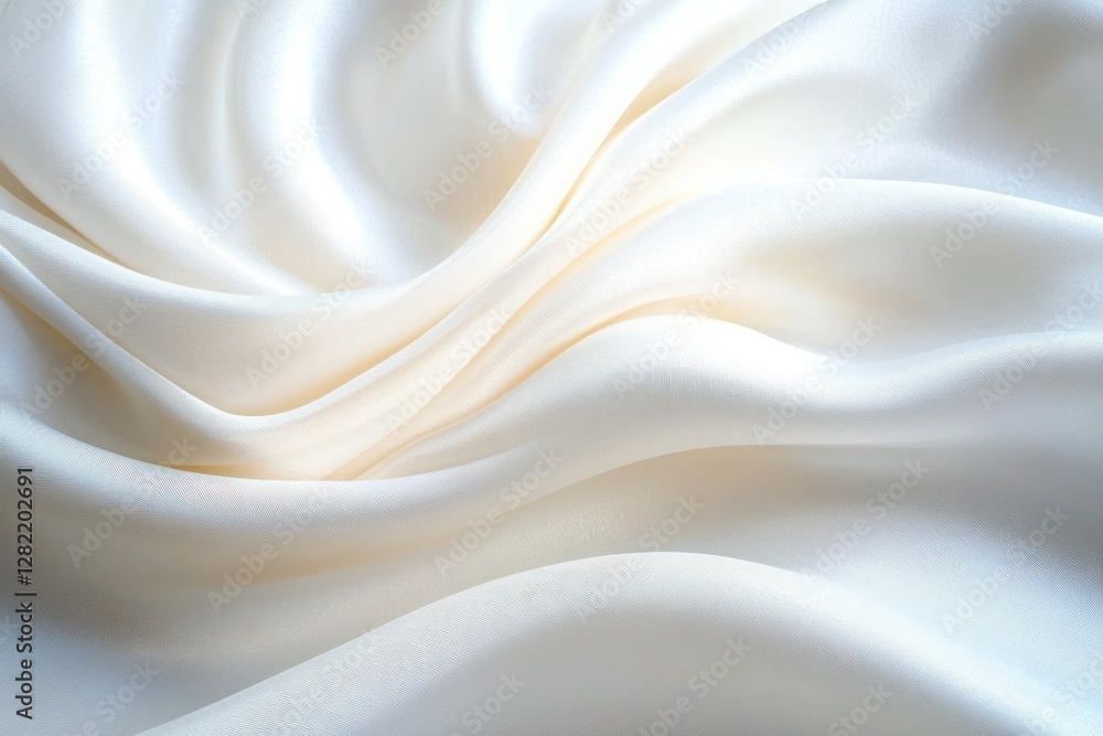 Poster elegant soft flowing white silk fabric close-up background with delicate texture and subtle shadows